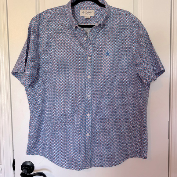 Original Penguin by Munsingwear Blue and Red Casual Button Down XL Shirt - Picture 1 of 8